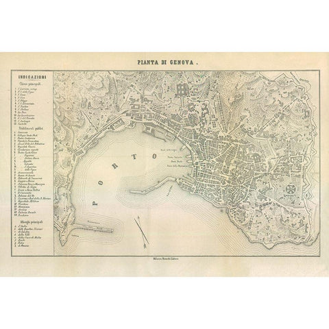 Genova Italy - Castro 1870  Black Modern Wood Framed Art Print by Castro