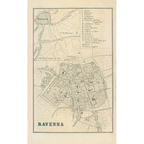 Ravenna Italy - Castro 1870  White Modern Wood Framed Art Print by Castro