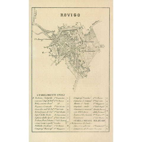 Rovigo Italy - Castro 1870  Gold Ornate Wood Framed Art Print with Double Matting by Castro