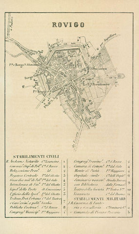 Rovigo Italy - Castro 1870  Black Ornate Wood Framed Art Print with Double Matting by Castro