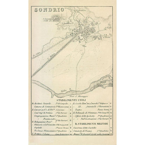 Sondrio Italy - Castro 1870  Black Modern Wood Framed Art Print with Double Matting by Castro