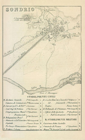 Sondrio Italy - Castro 1870  White Modern Wood Framed Art Print with Double Matting by Castro