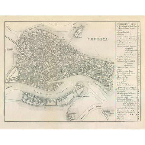 Venezia Italy - Castro 1870  White Modern Wood Framed Art Print by Castro