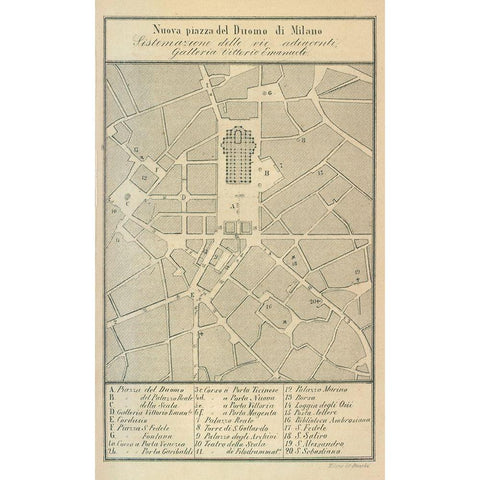 Milano Italy - Castro 1870  Black Modern Wood Framed Art Print by Castro