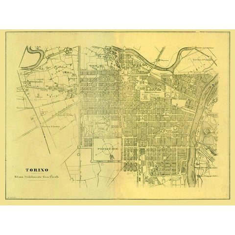 Torino Italy - Muggiani 1865  Gold Ornate Wood Framed Art Print with Double Matting by Muggiani