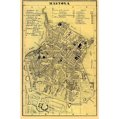 Mantova Italy - Muggiani 1865  White Modern Wood Framed Art Print by Muggiani