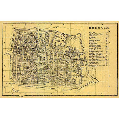 Brescia Italy - Muggiani 1865  White Modern Wood Framed Art Print by Muggiani