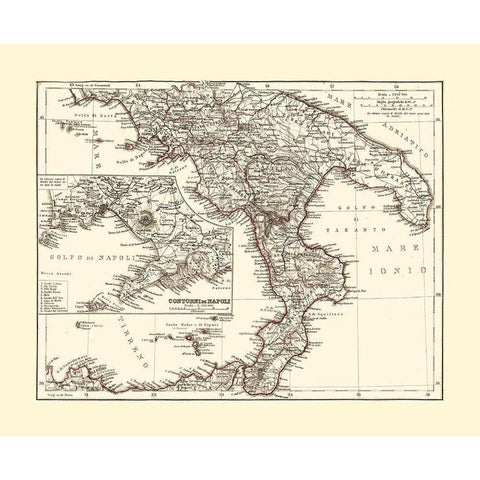 Southern Italy - Perthes 1870  Black Modern Wood Framed Art Print by Perthes