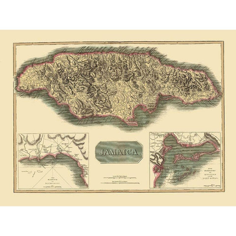 Caribbean Jamaica - Thomson 1821 Black Modern Wood Framed Art Print with Double Matting by Thomson