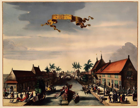 Jakarta Indonesia Picture Asia - Nieuhoff 1682 Black Ornate Wood Framed Art Print with Double Matting by Nieuhoff