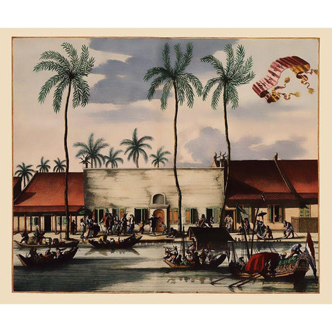 Women Jail Jakarta Indonesia Picture Asia Gold Ornate Wood Framed Art Print with Double Matting by Nieuhoff