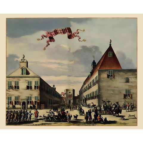 Governors House Jakarta Indonesia Picture Asia Gold Ornate Wood Framed Art Print with Double Matting by Nieuhoff