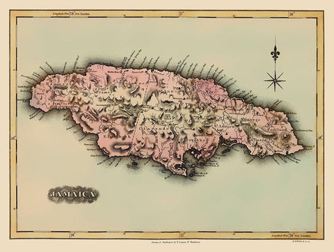 Caribbean Jamaica - Lucas 1823 White Modern Wood Framed Art Print with Double Matting by Lucas