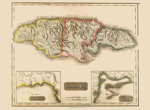 Caribbean Jamaica - Thomson 1821 Black Ornate Wood Framed Art Print with Double Matting by Thomson