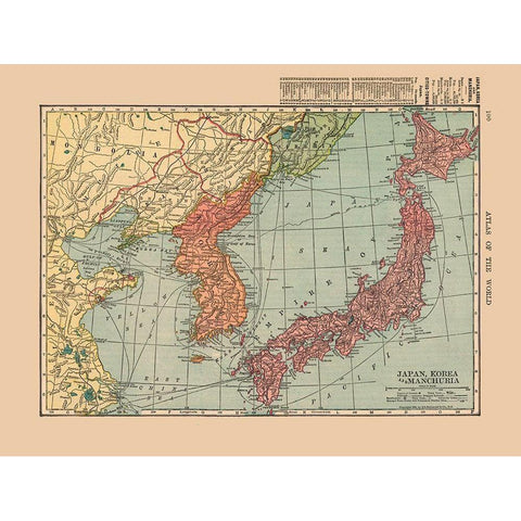 Manchuria Korea Japan China - Hammond 1910 Black Modern Wood Framed Art Print with Double Matting by Hammond