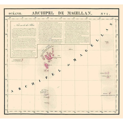 Archipel de Magellan Japan - Vandermaelen 1827 Gold Ornate Wood Framed Art Print with Double Matting by Vandermaelen