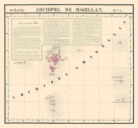 Archipel de Magellan Japan - Vandermaelen 1827 Black Ornate Wood Framed Art Print with Double Matting by Vandermaelen