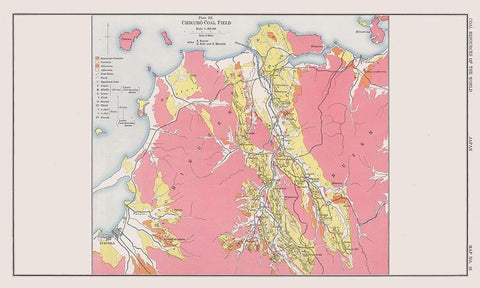 Chikuho Coal Field Japan - Kido 1913 White Modern Wood Framed Art Print with Double Matting by Kido