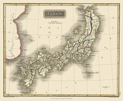 Japan - Constable 1817 Black Ornate Wood Framed Art Print with Double Matting by Constable