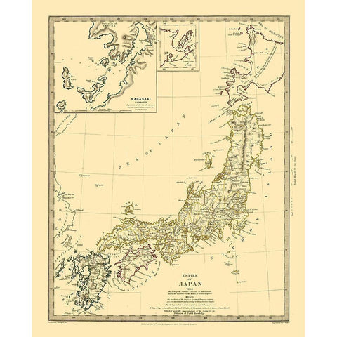 Empire of Japan - Chapman 1835 Gold Ornate Wood Framed Art Print with Double Matting by Chapman