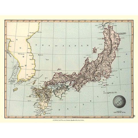 Japan - Gruchley 1845 Black Modern Wood Framed Art Print with Double Matting by Gruchley