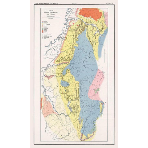 Ishikari Coal Fields Japan - Oinouye 1913 White Modern Wood Framed Art Print by Oinouye