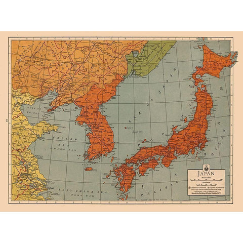 Japan - Clement 1943 Black Modern Wood Framed Art Print by Clement