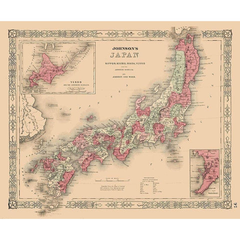 Japan - Johnson 1864 White Modern Wood Framed Art Print by Johnson