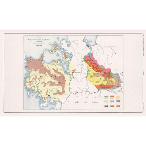 Karatsu Sasebo Coal Fields Japan - Otsuki 1913 White Modern Wood Framed Art Print by Otsuki