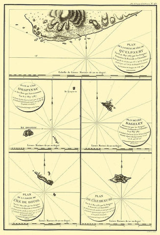 Islands Japan - Boussole 1787 Black Ornate Wood Framed Art Print with Double Matting by Boussole