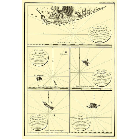 Islands Japan - Boussole 1787 Black Modern Wood Framed Art Print with Double Matting by Boussole