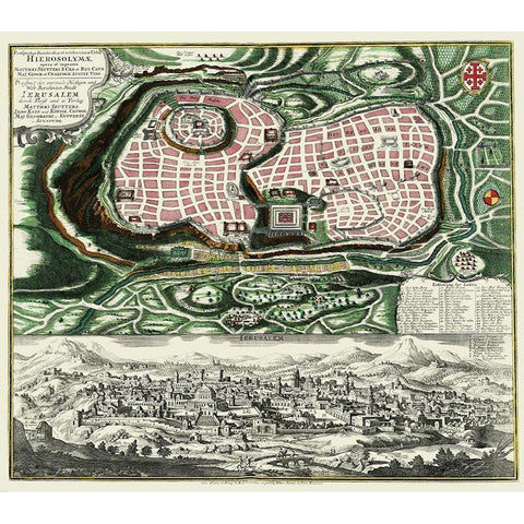 The Holy City Jerusalem Israel - Braun 1735 Black Modern Wood Framed Art Print by Braun