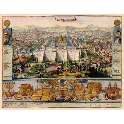 Jerusalem Israel Temple Picture - DHooghe 1687 Black Modern Wood Framed Art Print by D''Hooghe