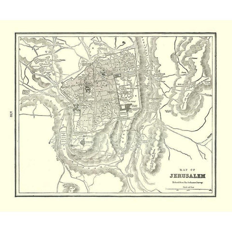 Jerusalem Israel - Rathbun 1893 Gold Ornate Wood Framed Art Print with Double Matting by Rathbun
