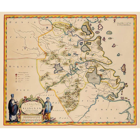 Jiangsu Province China - Blaeu 1655 Black Modern Wood Framed Art Print by Blaeu