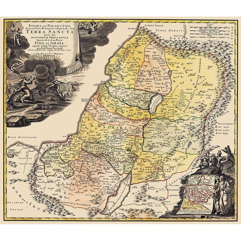 Judea Palestine Holy Land Israel - Homann 1744 Black Modern Wood Framed Art Print with Double Matting by Homann