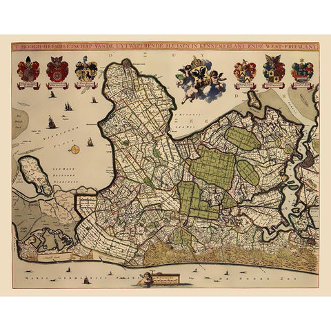 Kennemerland West Friesland Netherlands - Dou 1682 Gold Ornate Wood Framed Art Print with Double Matting by Dou