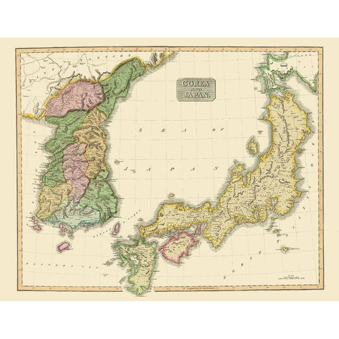 Asia Korea Japan - Thomson 1815 White Modern Wood Framed Art Print by Thomson