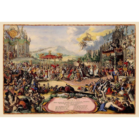 Krakow Poland John III Victory March E. Europe White Modern Wood Framed Art Print by De'' Hooghe
