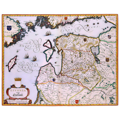 Eastern Europe Latvia Estonia - Blaeu 1662 Black Modern Wood Framed Art Print with Double Matting by Blaeu