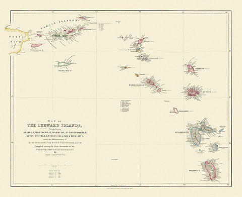 Caribbean Leeward Islands Virgin Islands Black Ornate Wood Framed Art Print with Double Matting by Stanford