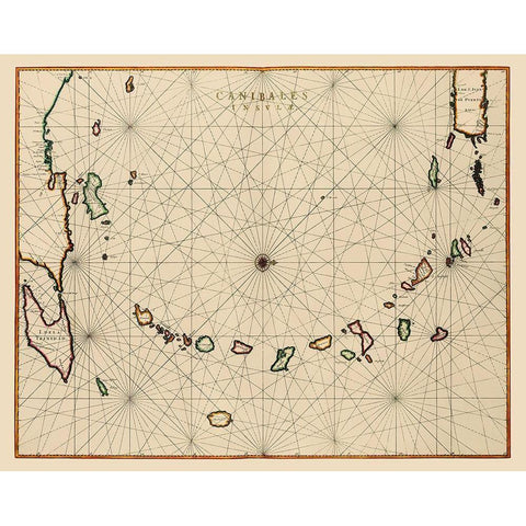 Caribbean Lesser Antilles - Blaeu 1662 White Modern Wood Framed Art Print by Blaeu