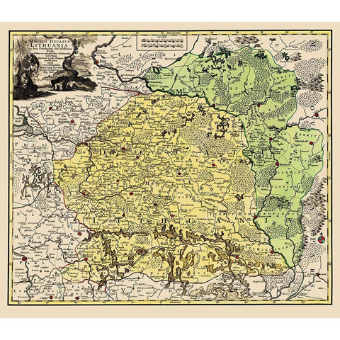 Eastern Europe Lithuania Magnus Ducatus Black Modern Wood Framed Art Print by Ottens