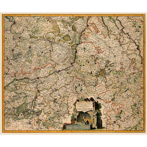 Benelux Liege Belgium - Visscher 1681 Black Modern Wood Framed Art Print by Visscher