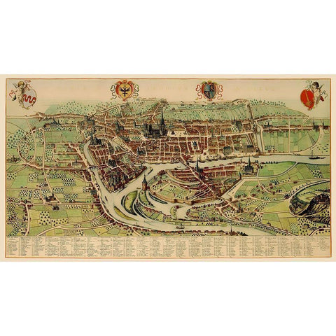 Benelux Liege Belgium Panoramic - Blaeu 1649 White Modern Wood Framed Art Print by Blaeu