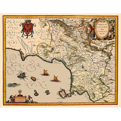 Livorno Region Italy - Blaeu 1640 Black Modern Wood Framed Art Print by Blaeu