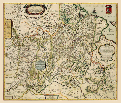 Eastern Europe Lithuania - Blaeu 1648 White Modern Wood Framed Art Print with Double Matting by Blaeu