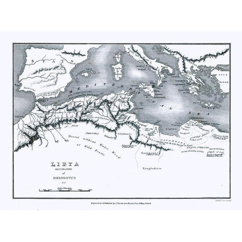 Herodotus Africa Libya - Oxford 1828 Black Modern Wood Framed Art Print with Double Matting by Oxford