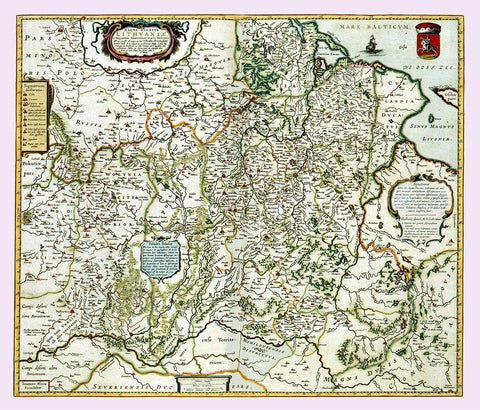 Europe Lithuania - Blaeu 1665 Black Ornate Wood Framed Art Print with Double Matting by Blaeu