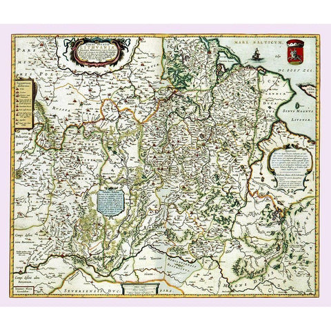 Europe Lithuania - Blaeu 1665 Gold Ornate Wood Framed Art Print with Double Matting by Blaeu